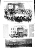 Original Old Antique Print 1846 Assembly Room Wolverhampton Protection Society