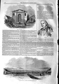 Original Old Antique Print 1846 Tomb Pestalozzi Viaduct Barentin Havre Railway