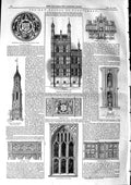 Original Old Antique Print 1846 Houses Parliament Heraldic Panel Window Turret
