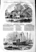 Original Old Antique Print 1846 Agriculture Straw Yard Berkshire Terrible Ship