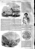 Original Old Antique Print 1846 Pyramid Lake Oregon Standing Rock Austrlia Boy
