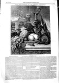 Original Old Antique Print 1846 British Institution Fine Art Fruit Pheasan 19th