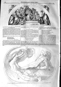 Original Old Antique Print 1846 Fresco Comus Buckingham Palace Gardens Thetis