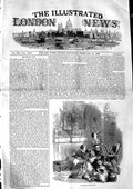 Original Old Antique Print 1846 Family Scene News Battle Indian War Victorian
