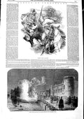 Original Old Antique Print 1846 Battle Ferozepore Death Major Broadfoo Victorian