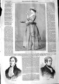 Original Old Antique Print 1846 Portrait Phillipe Dupin Ouvrard Lady Girl Vidal