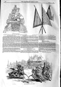 Old Antique Print 1846 Tournament Caserta Naples Marlborough Plate Flag 19th