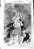 Old Antique Print 1846 William Harvey Drawing Spring Sheep Goats People 19th
