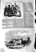 Original Old Antique Print 1846 Polish Costumes Poland Cracow Gate St. Florian