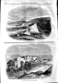 Old Antique Print 1846 Punjaub Ribersee Fort Palace Bisuli Rajah Himalaya 19th