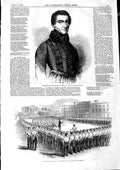 Original Old Antique Print 1846 Major-General Henry Smith Wellington Barracks