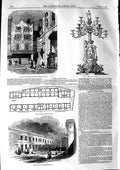 Original Old Antique Print 1846 Fish Shop Temple Bar Model Lodging Pentonville