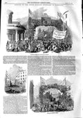 Original Old Antique Print 1846 Market Place Ramsgate Albion Hotel Harbour 19th