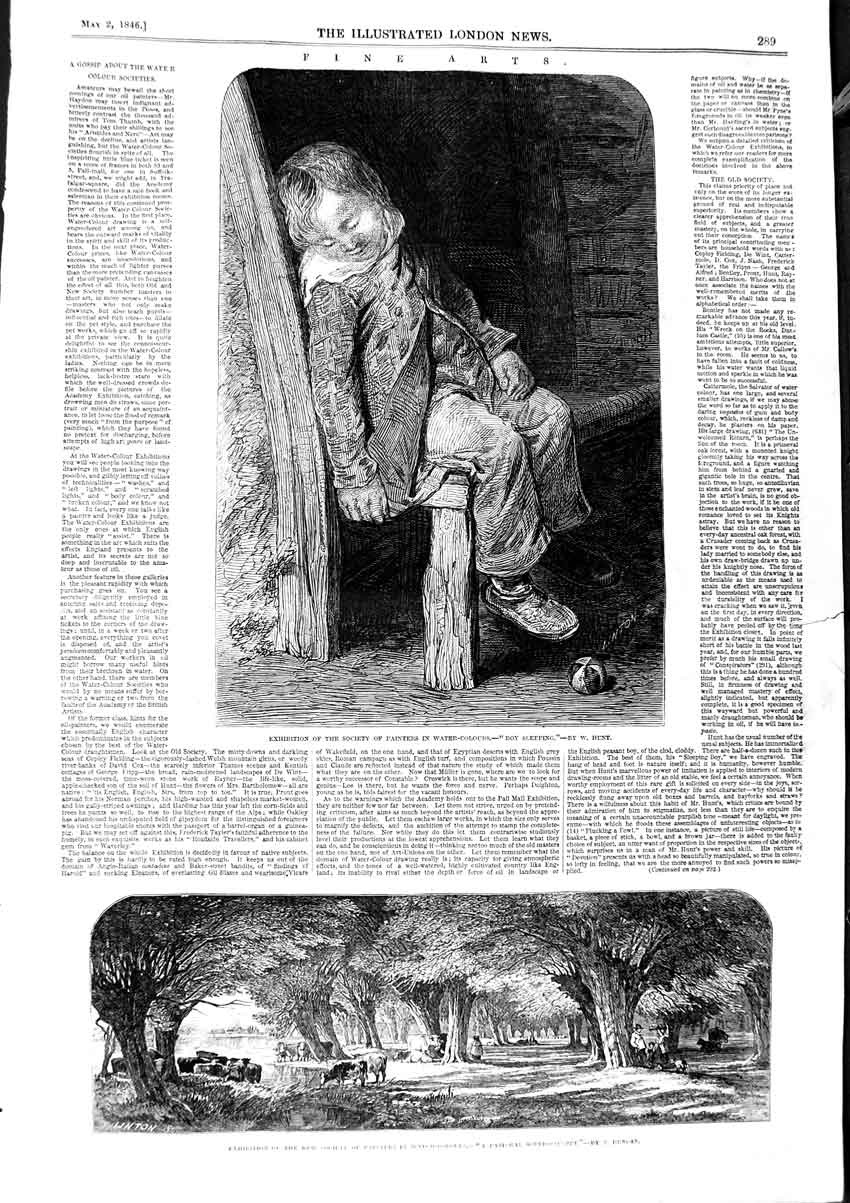 Old Antique Print 1846 Pastoral Scene Cattle Trees Little Boy Hunt Duncan 19th