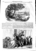 Old Antique Print 1846 View Castle Town Pau Count Rosina Barber Seville 19th