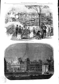 Old Antique Print 1846 Hotel De Ville Fete Place Concorde King Philippe 19th