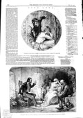 Original Old Antique Print 1846 Fine Art Water Colours Ireland Romance Bataille