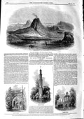 Old Antique Print 1846 Naples Mount Vesuvius Chinese Pagoda Gothic Bridge 19th