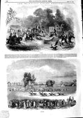 Original Old Antique Print 1846 Chantilly Horse Races Spring Meeting Coaches