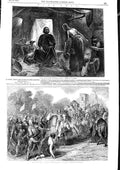 Original Old Antique Print 1846 Scene King Richard Wat Tyler Alfred Swineherd