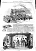 Original Old Antique Print 1846 Epsom Horse Races Grand Stand Exercise Ground