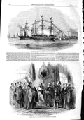 Original Old Antique Print 1846 Ibrahim Pacha Victory Ship Portsmouth Mayor