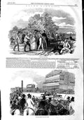 Original Old Antique Print 1846 Ascot Horse Races Grand Stand Windsor Castle