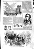 Original Old Antique Print 1846 Lord Worsley Rua Catharina Lisbon Ibrahim Pacha