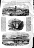 Original Old Antique Print 1846 Easter Union Railway Colchester Station Viaduct