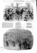 Original Old Antique Print 1847 Ice Skating Winter London Fog Horses Fine Art