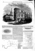 Old Antique Print 1847 Oxford Street London Architecture Map River Thames 19th