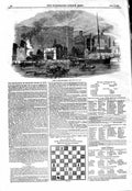 Original Old Antique Print 1847 Buildings Ruins Irongate Wharf Fire Victorian