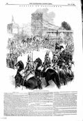 Original Old Antique Print 1847 Queen Buckingham Palace Parliament House Lords