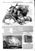 Original Old Antique Print 1847 Deer Stalking Highlands Scotland Fire Skirbeck
