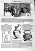 Original Old Antique Print 1847 Austrian Railway Carriage Bronze Vase Chair