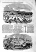 Old Antique Print 1847 Newton Abbot Agriculture Ploughing Railway Edmunds 19th