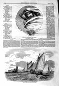 Original Old Antique Print 1847 Herring Fishing Isle Man Boats Meadows Art Head