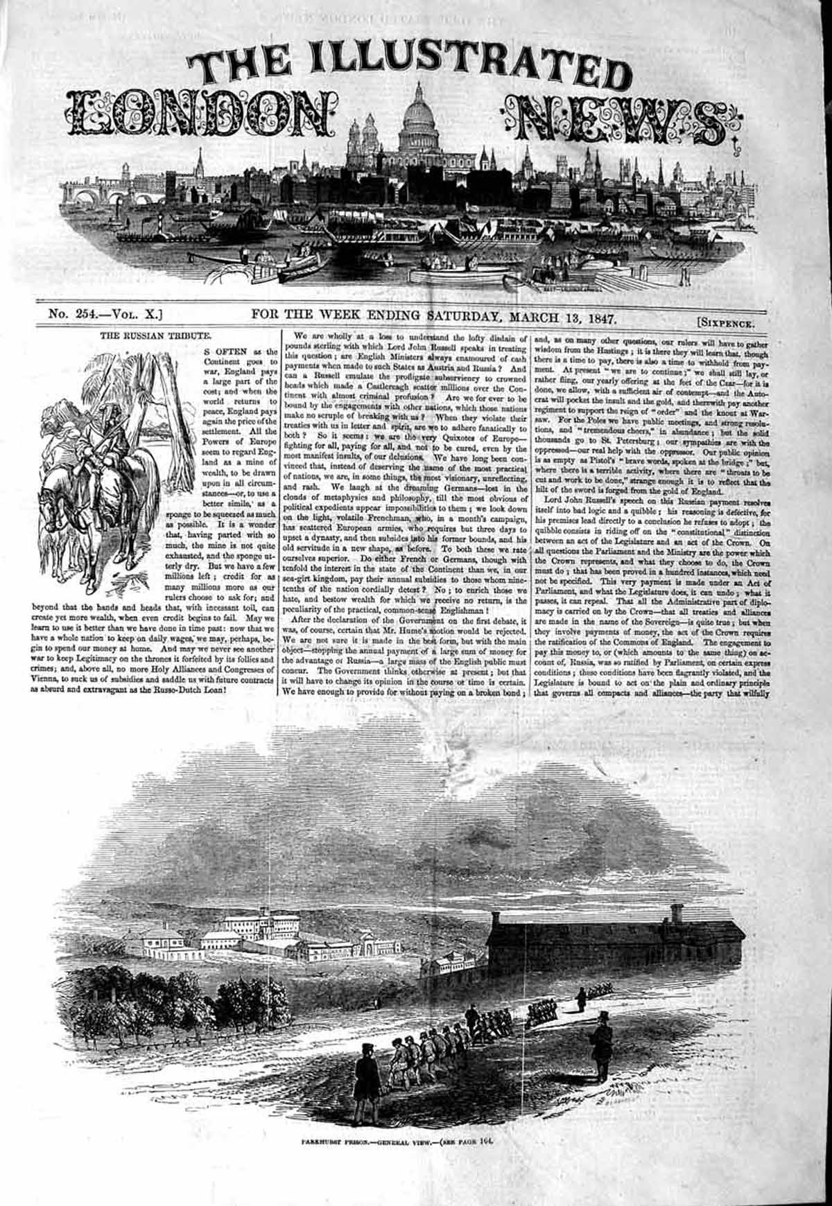 Original Old Antique Print 1847 Parkhurst Prison Convicts Prisoners Victorian