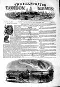 Original Old Antique Print 1847 Great Fire Battersea Vauxhall Bridge Firemen