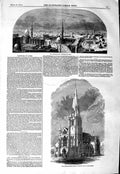 Old Antique Print 1847 Burford Panorama Cairo Church Cavendish Manchester 19th