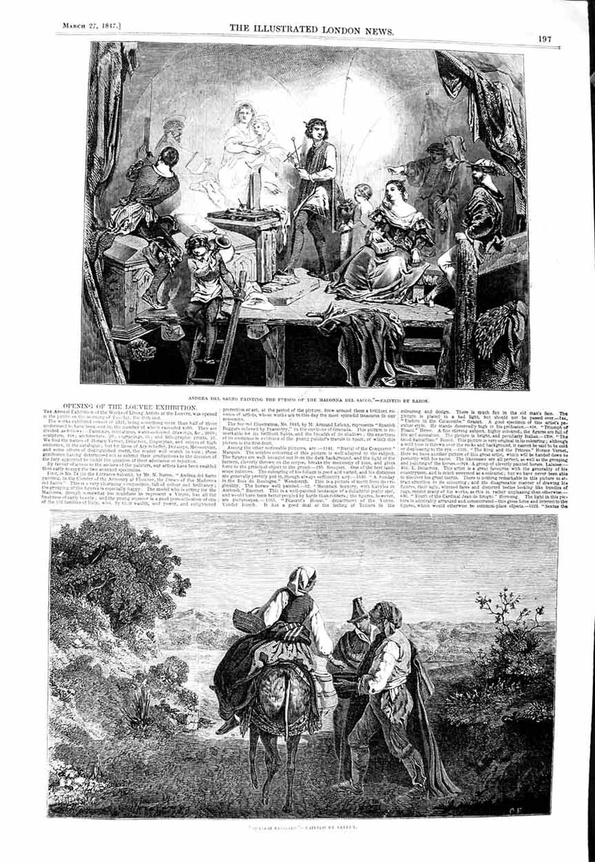 Old Antique Print 1847 Andrea Del Sarto Madonna Del Sacco Spanish Beggars 19th