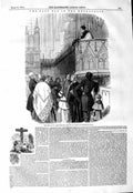 Original Old Antique Print 1847 Bishop St. Asaph Preaching Westminster Abbey