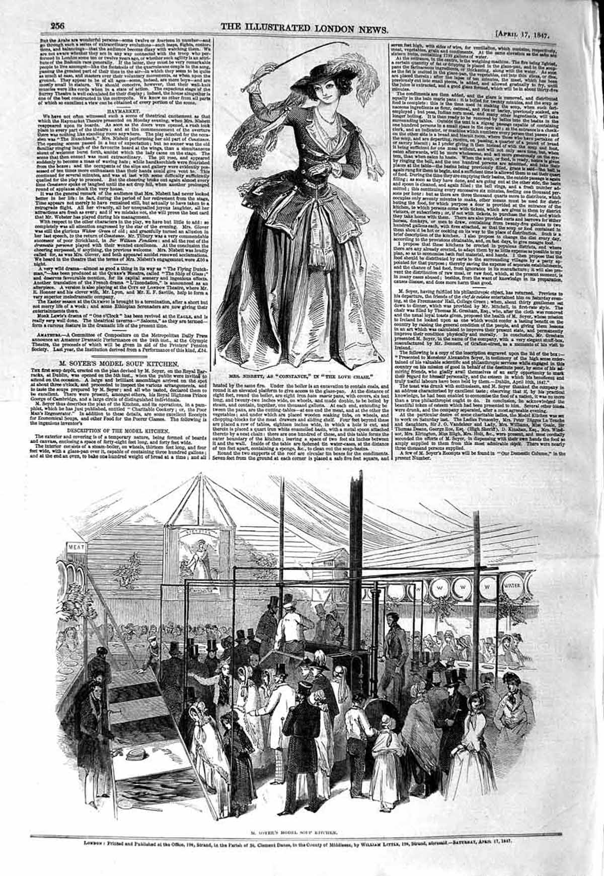 Original Old Antique Print 1847 Soyer'S Model Soup Kitchen Nisbett Constance