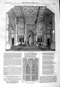 Original Old Antique Print 1847 House Lords Peers Lobby Clerks Table Gas Light