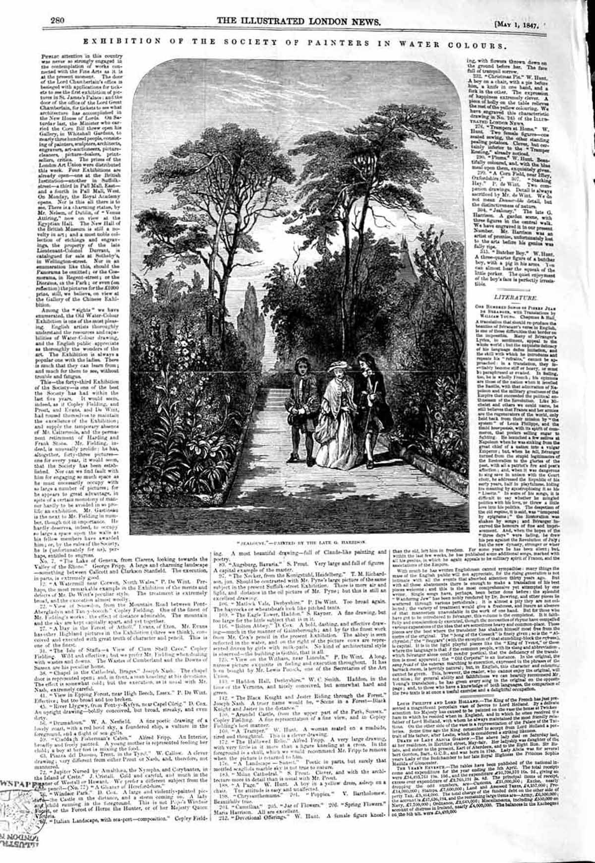 Original Old Antique Print 1847 Harrison Art Painter Scene Romance Jealousy