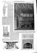 Original Old Antique Print 1847 House Lords Victoria Lobby Finger-Plate Table