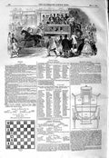 Original Old Antique Print 1847 Imrpoved Omnibus Adams Fairfield Bow Chess 19th