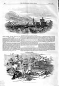 Old Antique Print 1847 Castle San Juan Ulloa Vera Cruz Horses Middleham 19th
