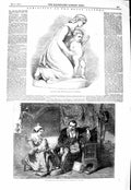 Old Antique Print 1847 First Step Sculpture Royal Academy Stocking Loom 19th