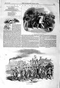 Original Old Antique Print 1847 Epsom Horse Races Sport Railway Train Tattenham